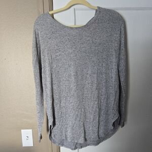 Garage Heather Gray Long Sleeve Top With Cross Back Detail